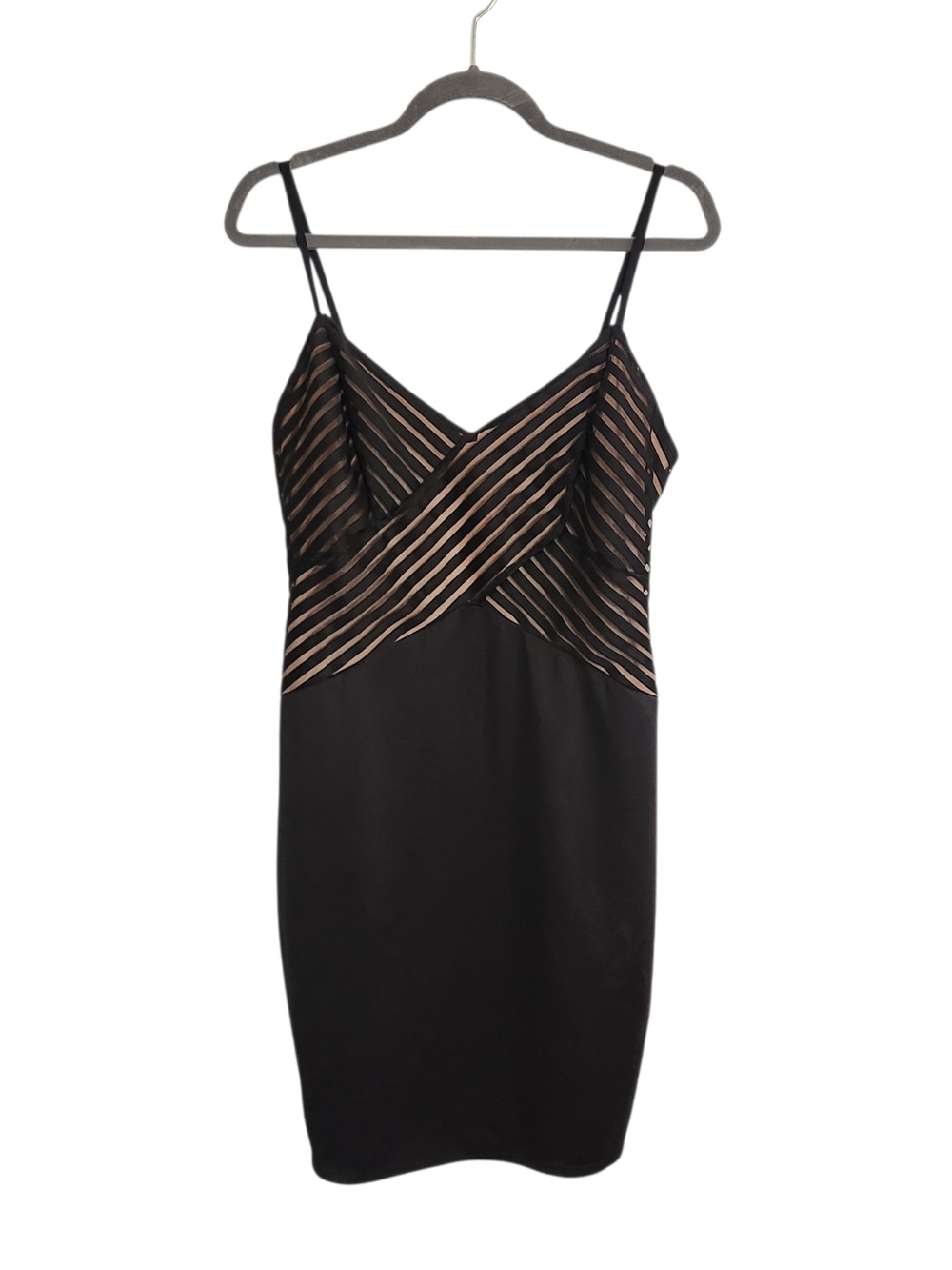 Haute Fox Black and Nude Bodycon Cocktail Dress Size 1XL NWOT
